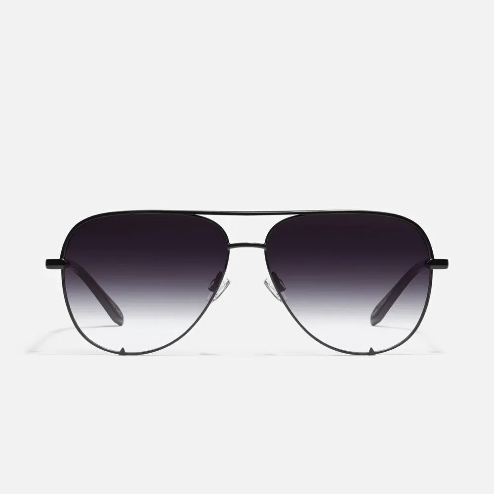 Quay NEW High Key XL Aviator Black Fade Lens Sunglasses